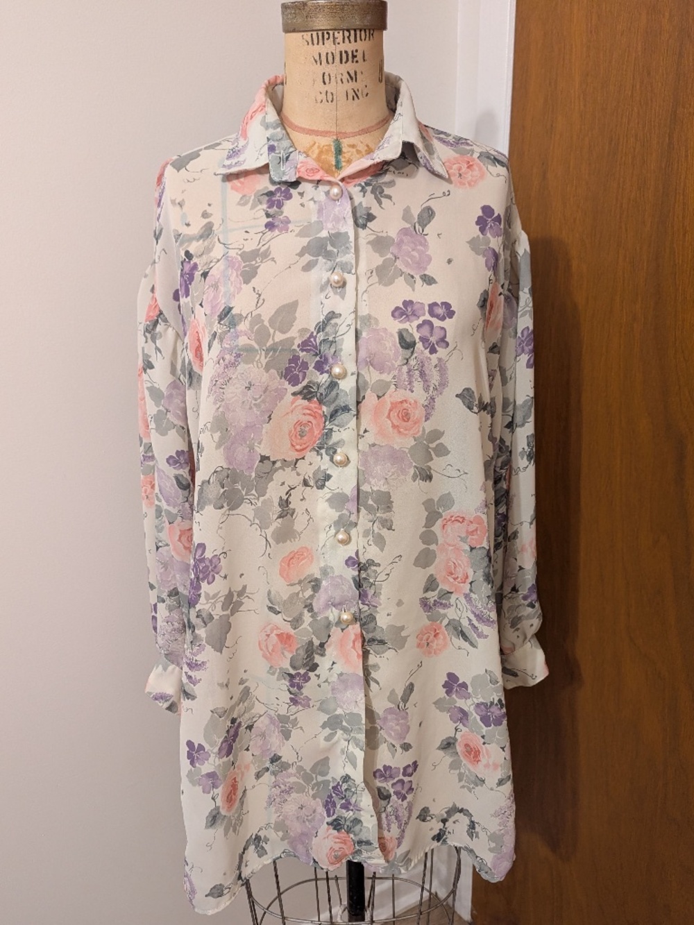 Soft Pastels Sheer Button-Down Shirt
